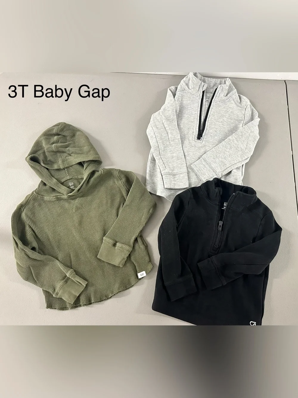 GAP Kids Olive, Gray & Black Hooded and Zip Pullover Trio